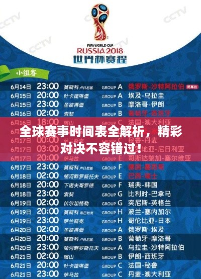 全球賽事時間表全解析，精彩對決不容錯過！