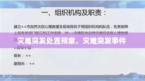 災難突發(fā)處置預案，災難突發(fā)事件 