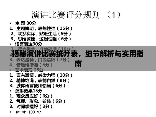 揭秘演講比賽統(tǒng)分表，細(xì)節(jié)解析與實(shí)用指南