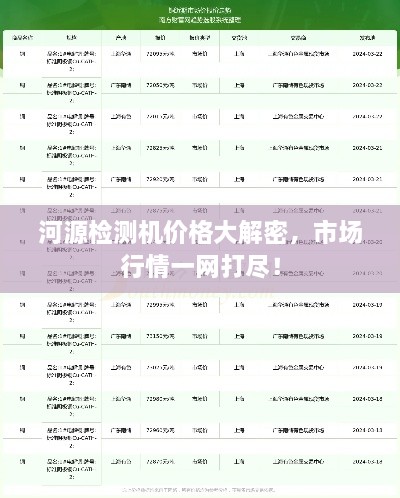 河源檢測機價格大解密，市場行情一網(wǎng)打盡！
