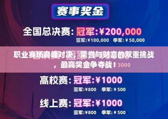 職業(yè)賽場巔峰對決，榮譽與財富的雙重挑戰(zhàn)，最高獎金爭奪戰(zhàn)！