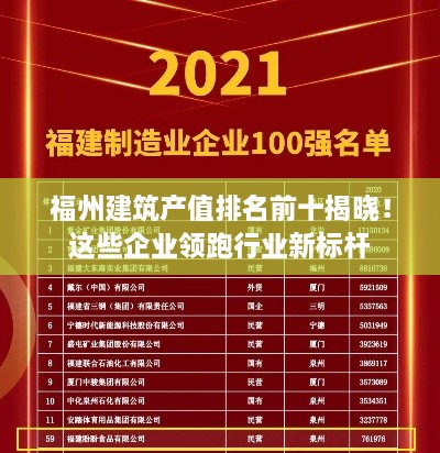 福州建筑產(chǎn)值排名前十揭曉！這些企業(yè)領(lǐng)跑行業(yè)新標(biāo)桿