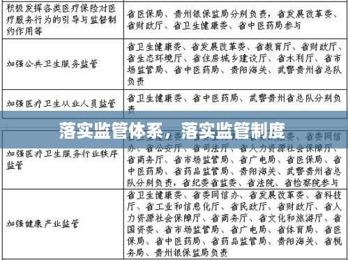 落實監(jiān)管體系，落實監(jiān)管制度 
