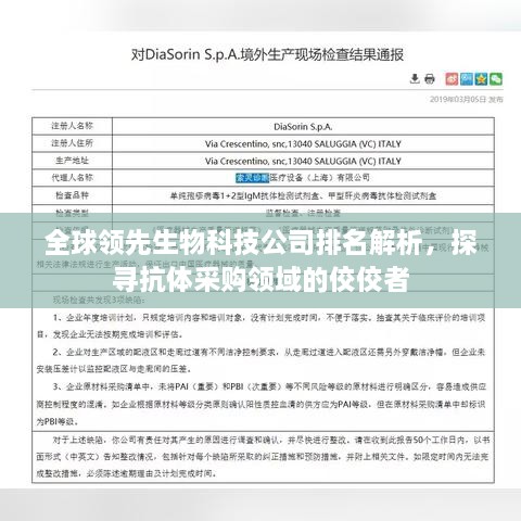 全球領(lǐng)先生物科技公司排名解析，探尋抗體采購(gòu)領(lǐng)域的佼佼者