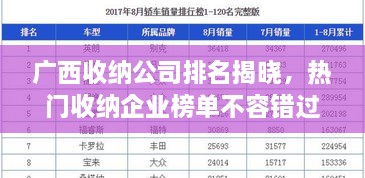 廣西收納公司排名揭曉，熱門收納企業(yè)榜單不容錯過！
