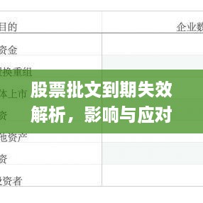 股票批文到期失效解析，影響與應(yīng)對(duì)策略