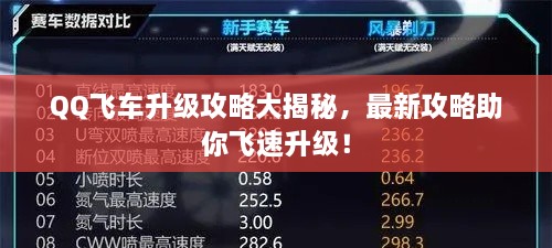 QQ飛車升級攻略大揭秘，最新攻略助你飛速升級！