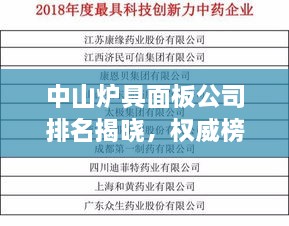 中山爐具面板公司排名揭曉，權(quán)威榜單揭秘行業(yè)巨頭！
