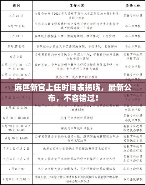 麻匪新官上任時(shí)間表揭曉，最新公布，不容錯(cuò)過！