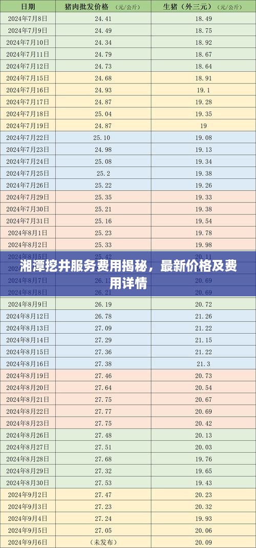 湘潭挖井服務(wù)費(fèi)用揭秘，最新價(jià)格及費(fèi)用詳情