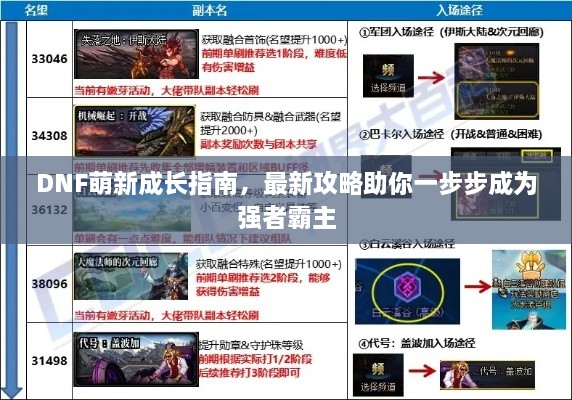 DNF萌新成長指南，最新攻略助你一步步成為強(qiáng)者霸主