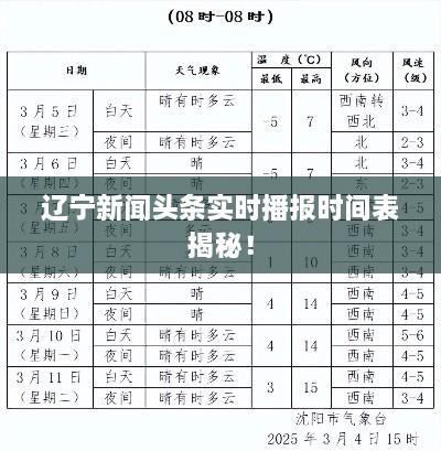 遼寧新聞頭條實(shí)時播報(bào)時間表揭秘！