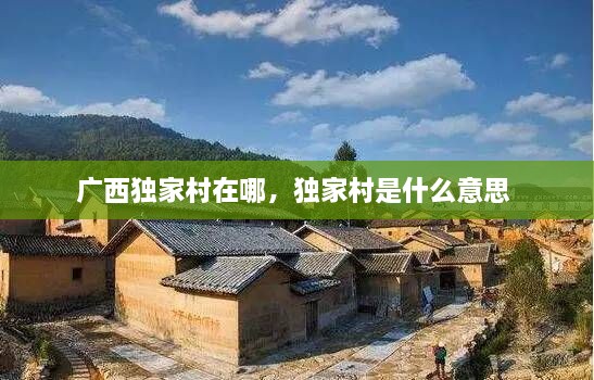 廣西獨(dú)家村在哪，獨(dú)家村是什么意思 